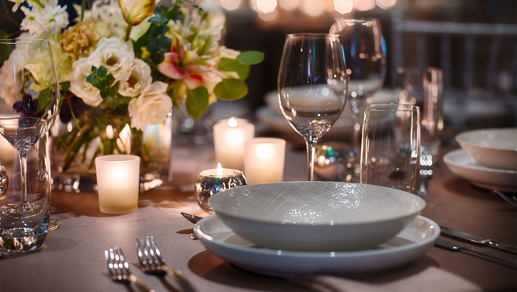 wine cellar with table setting